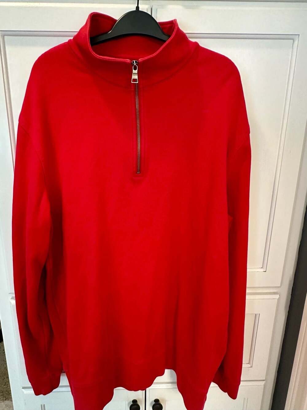 Dunning Men's Red Quarter-Zip Cotton Blend Golf Preppy Pullover Sweater Size XL